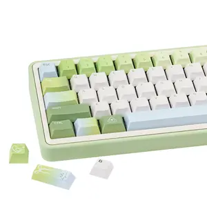 143 Keys Matcha Green White PBT Keycaps, Cherry Profile Dye Sublimation, Custom Key Cap Set Compatible with Cherry Gateron MX Switches, Mechanical Gaming Keyboard Replacement