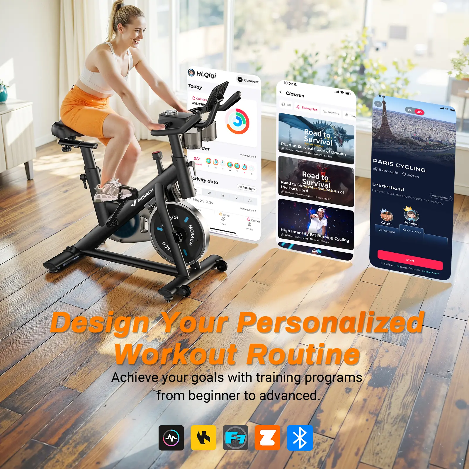Merach Unisex Stationary Exercise Bike for Home - Adjustable, Enhanced Electronic LED, Silent Belt Drive, Comfortable Seat Cushion, Emergency Brake for Indoor Cycling & Home Cardio, Upgraded Monitor