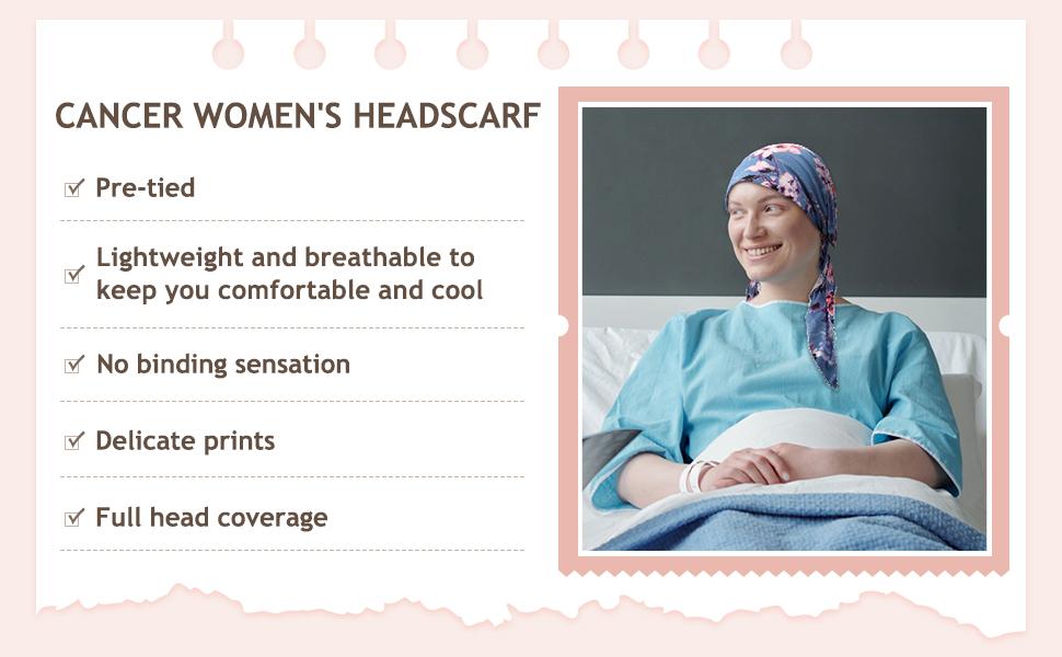 4 Pcs Chemo Headwear for Women – Pre Tied Cancer Caps, Soft Turban Head Scarf for Patients, Comfortable & Breathable – Thoughtful Gift for Chemo, Hair Loss