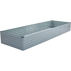 12x4x1.5ft Galvanized Raised Garden Bed,Outdoor Planter Box Metal Patio Kit Planting Bed for Vegetables  ,Grey