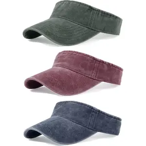 3 Pack Sun Visors for Women Men Cooling Lightweight Sports Sun Hats Adjustable Twill Cotton Run Visor