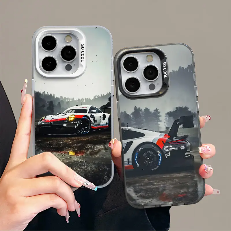 sports car phone case Casing For iphone 16 15 14 13 12 11 X XS SE23 PRO PLUS MAX Acrylic phone case fashionable anti fall protection phone case Hard TPU PET PC Black Silver Stylish Shockproof Phone Cases Shell Cover Anti sweat and anti yellowing Cellphone