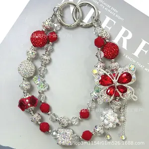 Luxury Butterfly Tassel Beaded Phone Chain, Handmade Elegant Phone Lanyard, Anti-Lost Bag Charm & Phone Case Strap for Women