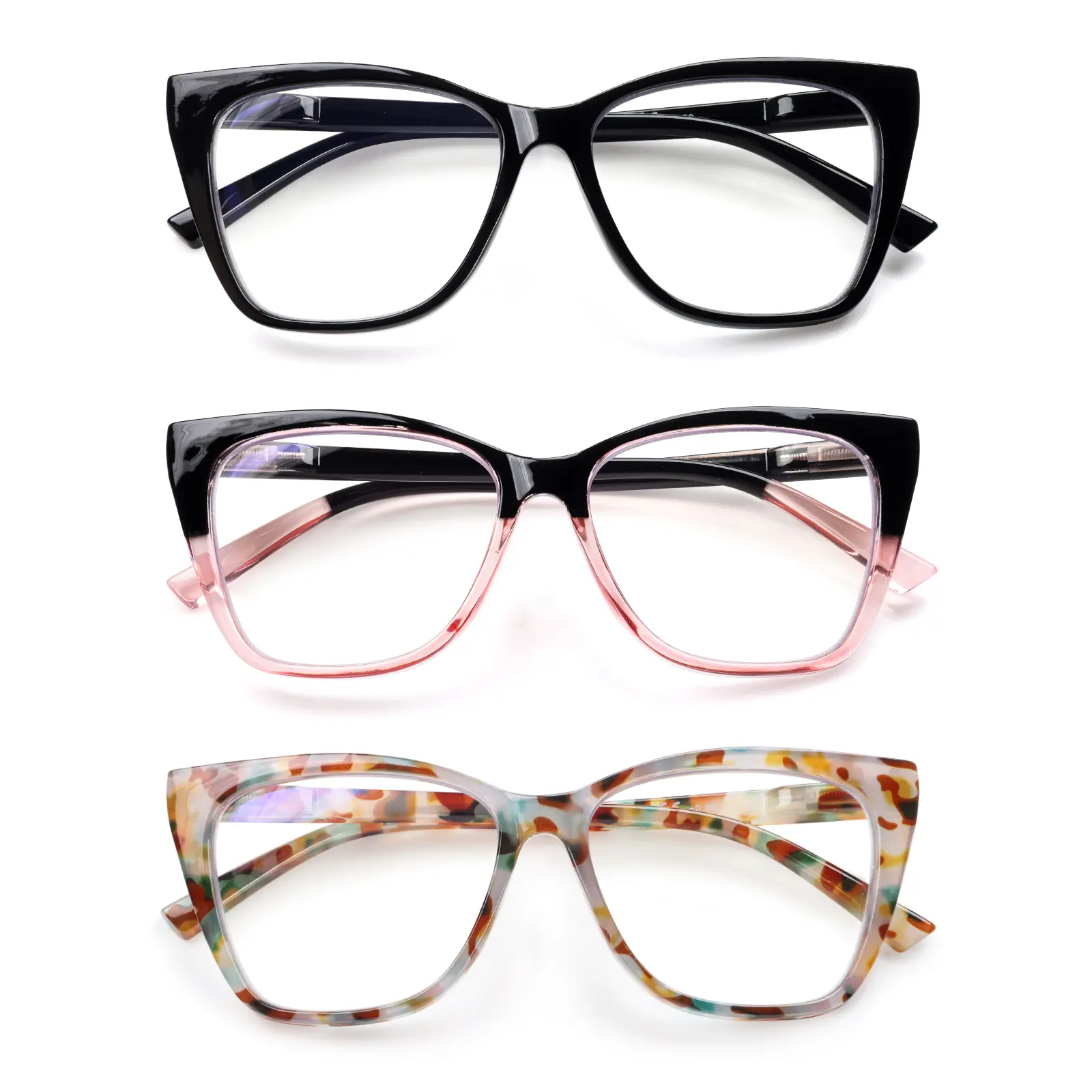 ZOELEAD 3 Pack Reading Glasses for Women Blue Light Blocking Readers Glass with Spring Hinge Stylish Square Cat Eye Glasses, Anti Blue Computer Readers Anti Glare UV Eyeglasses