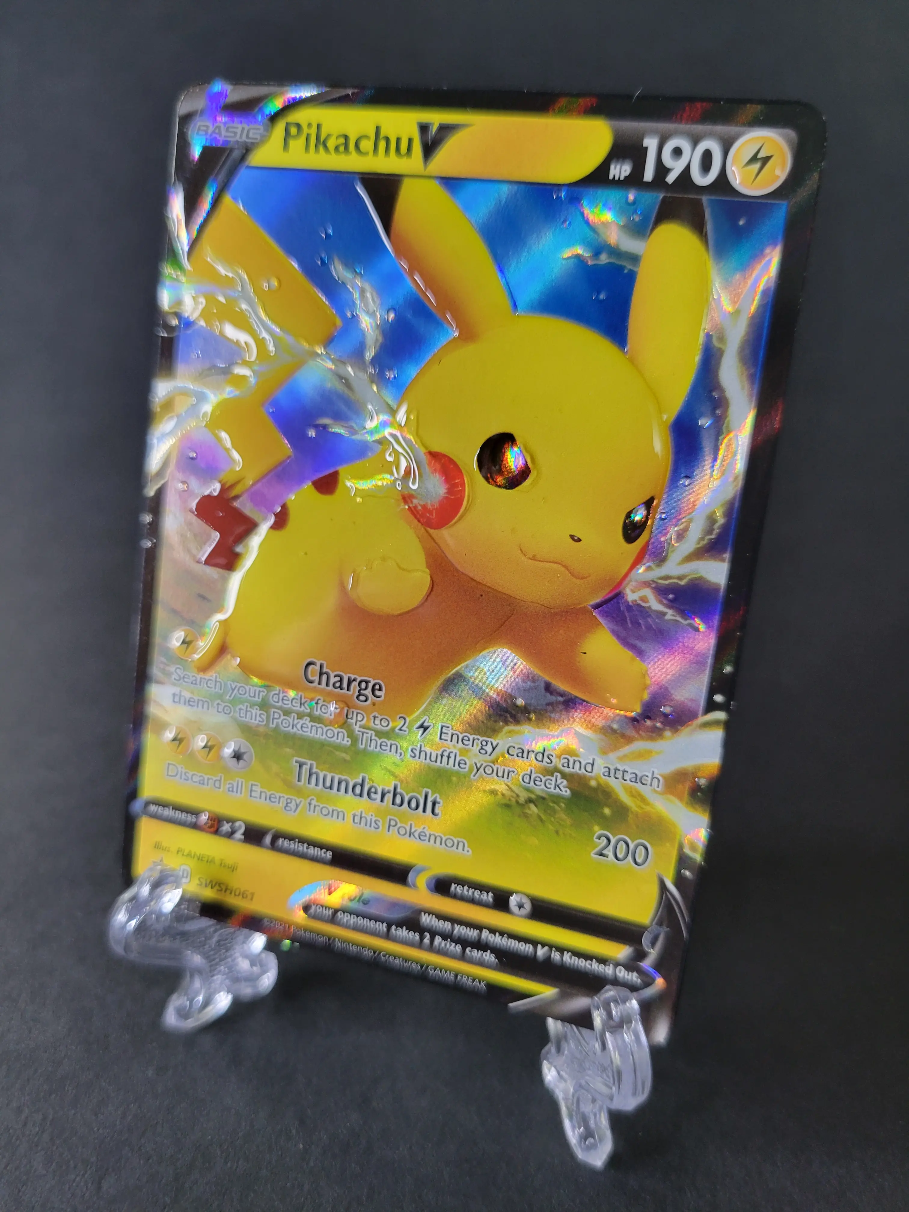 3D Pikachu V SWSH061 Epoxy Embellished 3D Pokmon Art Card with Fire Energy Base - TikTok Shop 3D Pikachu V SWSH061 Epoxy Embellished 3D Pokmon Art Card with Fire Energy Base - TikTok Shop