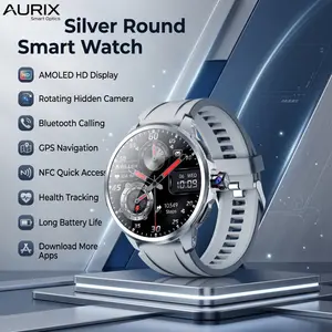 H99 Round Smart Watch, Multifunctional Watch, AMOLED HD Display, Rotating Camera, Bluetooth Calling, GPS Tracking, Long Battery Life Sports Watch