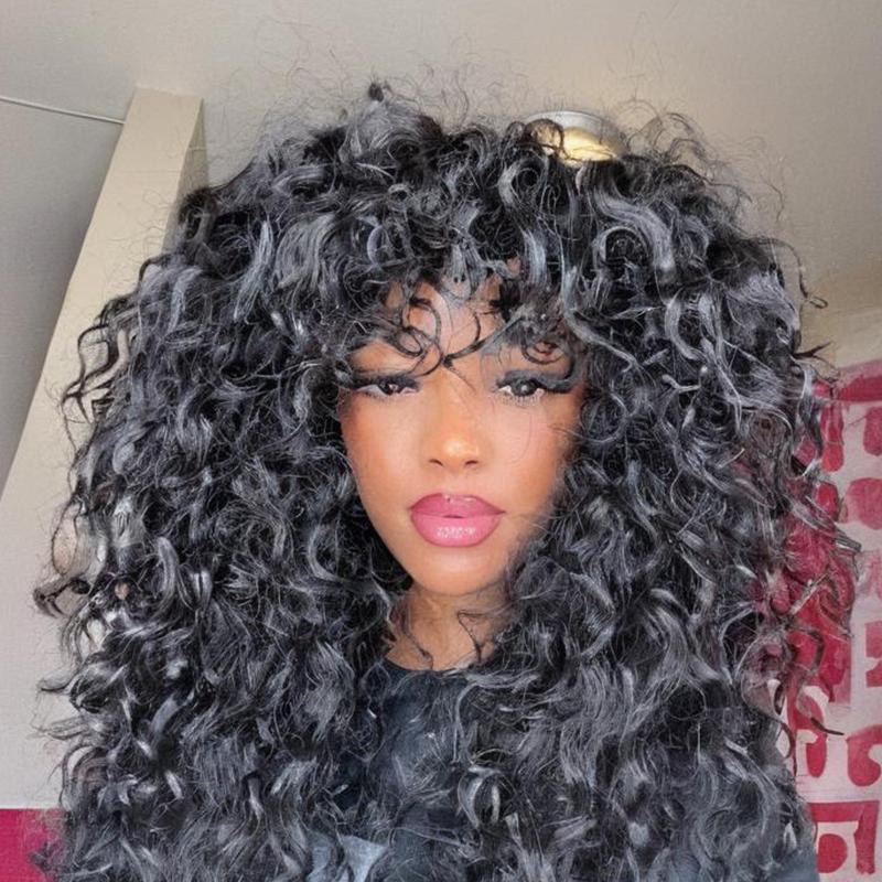 [Blend] Frodio Veralux™ Blend Human Hair Curly Wig With Bangs- Effortless Shaggy Waves Big Hair Curly Hair Wig Ready To Wear TikTokShopBlackFriday