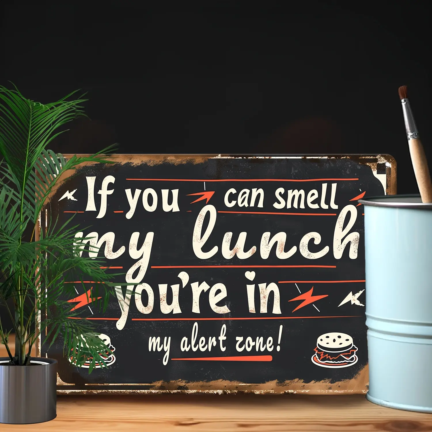 Vintage Lunch Humor Alert Zone Sign: 100% Aluminum, 32% Higher Bend Resistance, Perfect for Home Decor, Personal Space, Game Room, Bedroom, Bathroom, Garage - Wall Mountable