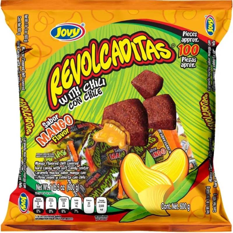 Jovy Revolcaditas Mango Flavor with Chili | Mexican Candy | 100 piece Bag…