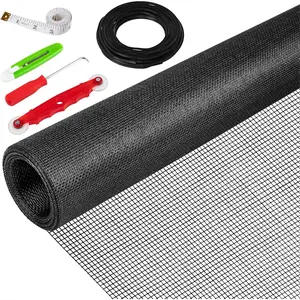 48"X236" Window Screen Replacement Kit, 6 in 1 Window Screen Door Repair Kit, Replacement Window Screens, Fiberglass Patio Screen Mesh for Porch Sliding Door, Rolling Tool Hook Spline Cutter Ruler