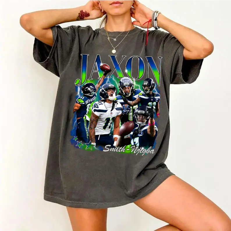 Comfort Colors Jaxon Smith-Njigba Bootleg Shirt, Seattle Football Game Day Graphic Gift For Fan Cotton Fabric