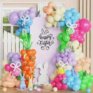 162 count Happy Easter Balloon Arch Decoration Kit, Hot Pink Green Orange Bunny  Carrot Balloons Garland, Hello Spring Easter Themed Birthday Party Decorations