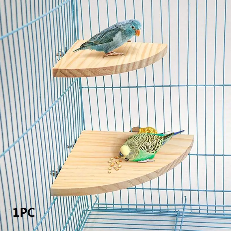 Wooden Bird Perch, Fan Shaped Bird Stand, Claw Grinding and Gnawing Rest Platform for Parrot (1 Count)