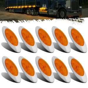 Partsam 10pcs 6.5" LED Marker Lights, Oval Amber 16LED Side Marker Clearance Lights for Truck Peterbilt Kenworth Freightliner