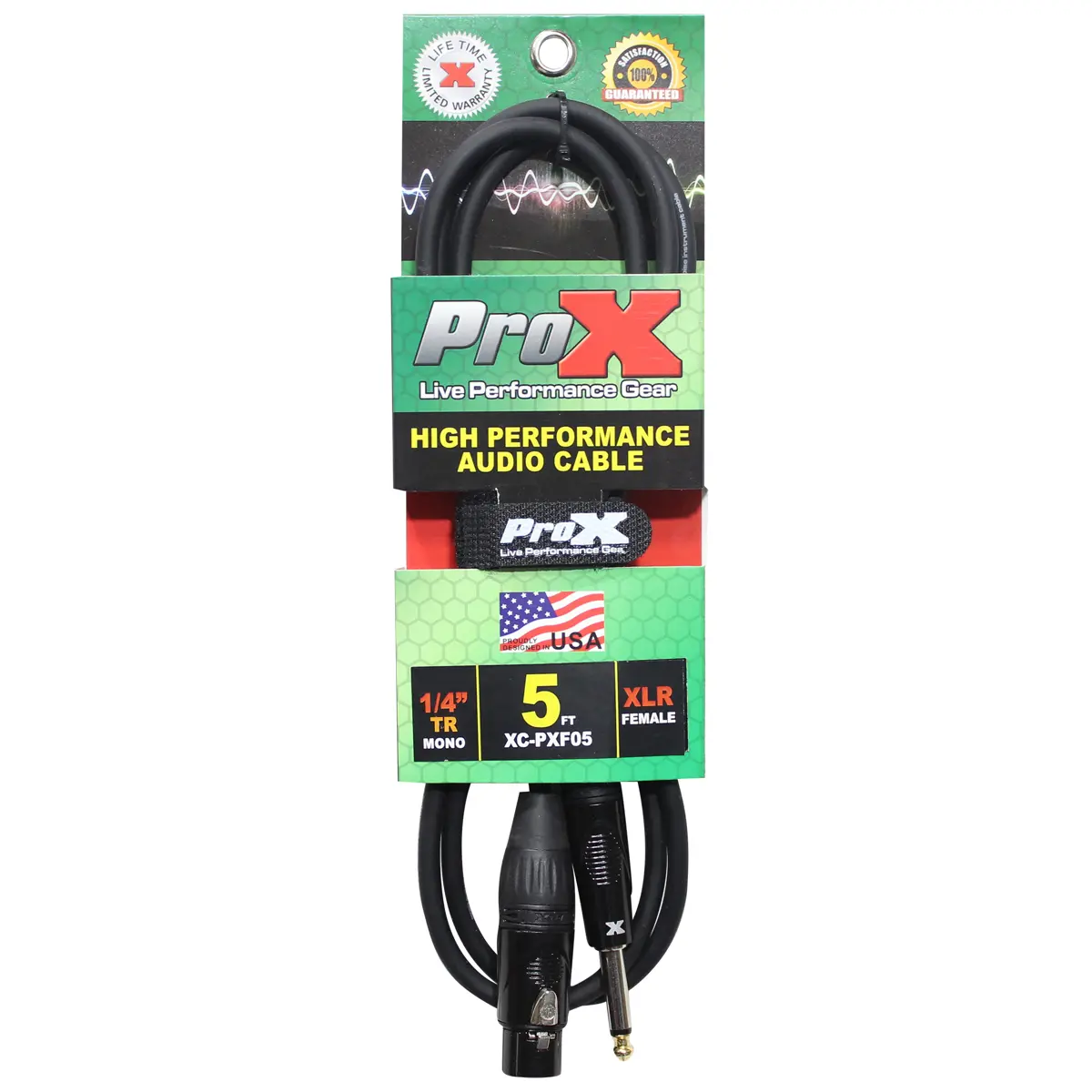 ProX XC-PXF05 5' 1/4" TS-M to XLR-F Unbalanced High Performance Audio Cable