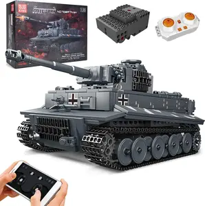Mould King 20014 MOC Tiger Tank Building Blocks Toy,Remote Control Military Vehicle Model Construction Block Kits  Collectible , STEM Educational Toy for fathersdaygifts