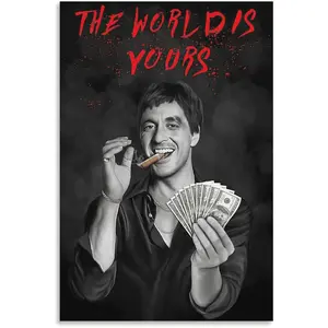 Tonys S Montana The World Is Yours Poster Painting Posters And Prints Wall Art Pictures for Living Room Bedroom Decor Unframe-style