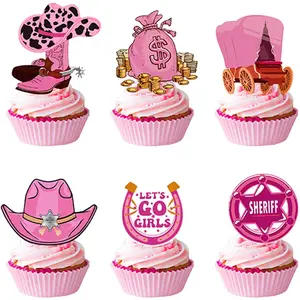 Rodeo Pink Cowgirl Cupcake Toppers for Parties/ Party Decor