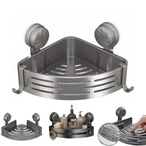 Bathroom Triangle Shelf, 2026 New Corner Shower Shelf Suction Cup Shower Caddy Corner No Drilling Bathroom Shower Organizer Storage