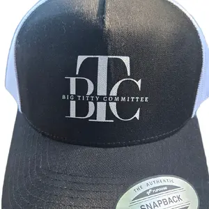 Iconic BTC Trucker Hat by Big Titty Committee Authentic Snapback Design Black and White Mesh Cap