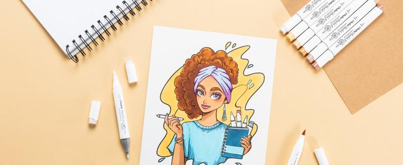 Ohuhu Skin Tone Alcohol Markers: Brush & Fine - 36 Colors - Portrait Skin Color Markers for Artist Adults Coloring Illustration - Fine and Brush Dual Tips - Refillable - AP Certificated - Honolulu B Series of Ohuhuart