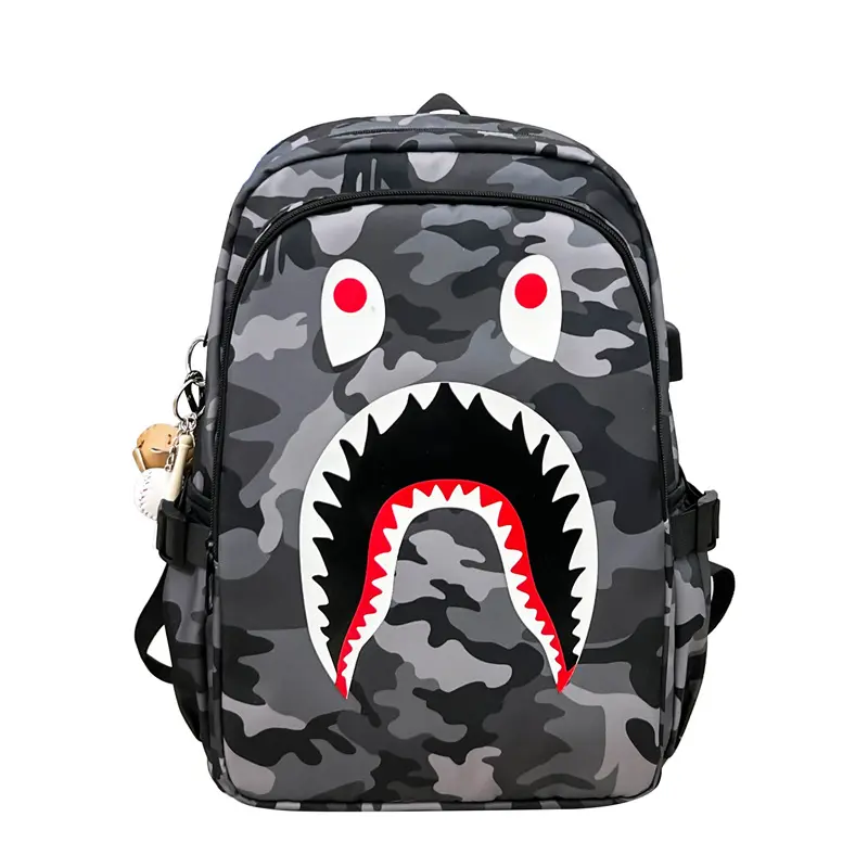Sprayground JanSport SuperBreak Backpack - Shark Mouth Print School Backpack, Geometric Pattern Book Bag with Front Utility Pocket, Lightweight Daypack for School, Travel, College, and Everyday Use – Middle School Student Backpack, High School Student Ba