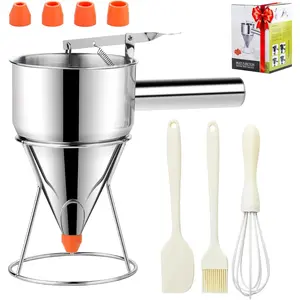 40oz Pancake Batter Dispenser, Stainless Steel Funnel Cake Dispenser with 4  Nozzles,  for Pancakes, Cupcakes, and Funnel Cakes