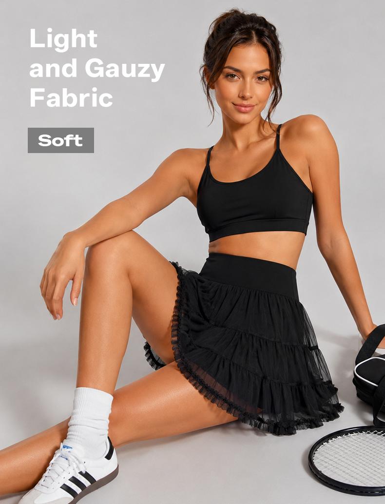 JOJOANS Women's Tennis Yoga Skirt, High-Waisted Tummy-Control Yoga Pants, Golf Shorts, Mesh Double-Pocket Design, for Sports and Casual Wear