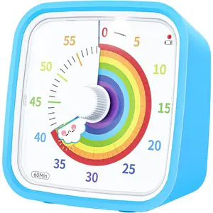 Visual Timer with Protective Case, Rainbow Disk 60 Minute Countdown Timer for  and Adults, Silent Time Management Tool(Blue Rainbow)