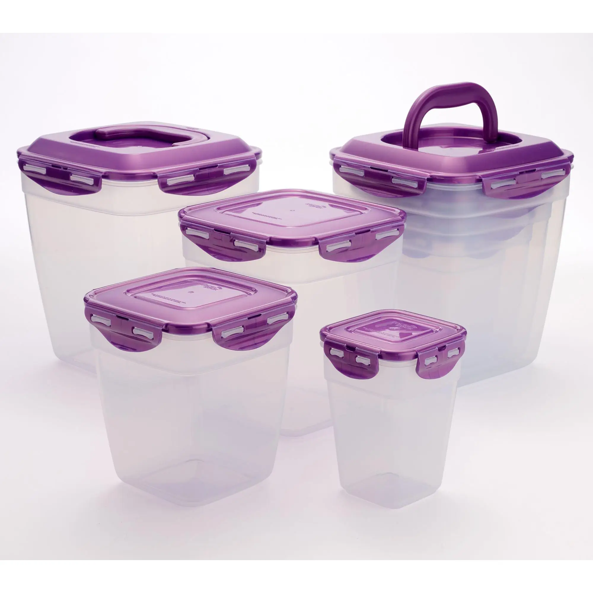 LocknLock 8-Pc Nestable Square Canister Storage Set w/ (2) Handle Lids