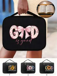 Women's Bible Protection Case, Large Bible Handbag with Handles, Colorful God Print, Bowknot, Sunflower & Chrysanthemum Design, Durable Storage Bag, Storage Totes