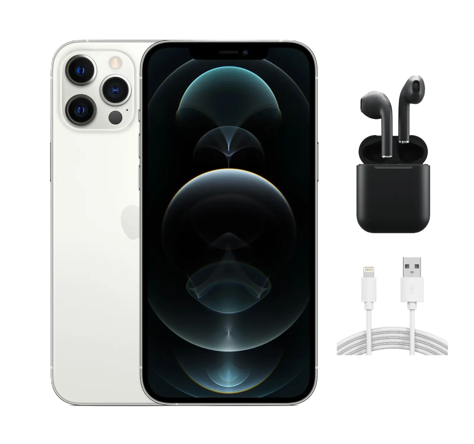 Refurbished iPhone 12 Pro Max (Unlocked)-Acceptable Condition with Wireless Earbuds & 1 Year Warranty