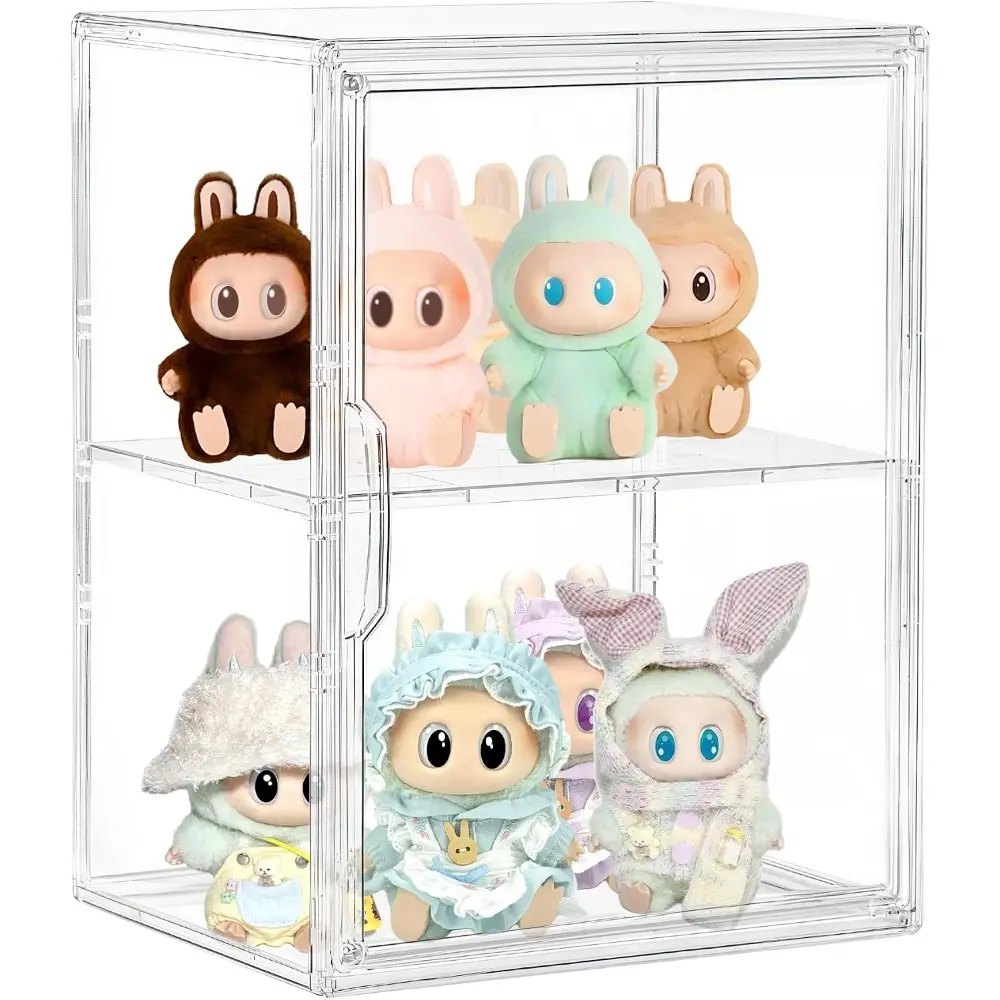 Large Clear Acrylic Display Case for Figure Collectibles 1 Pack | Adjustable Divider, Clear Dustproof Magnetic Door, Easy to Clean, Easy to Assemble,3 Layer Display Boxes