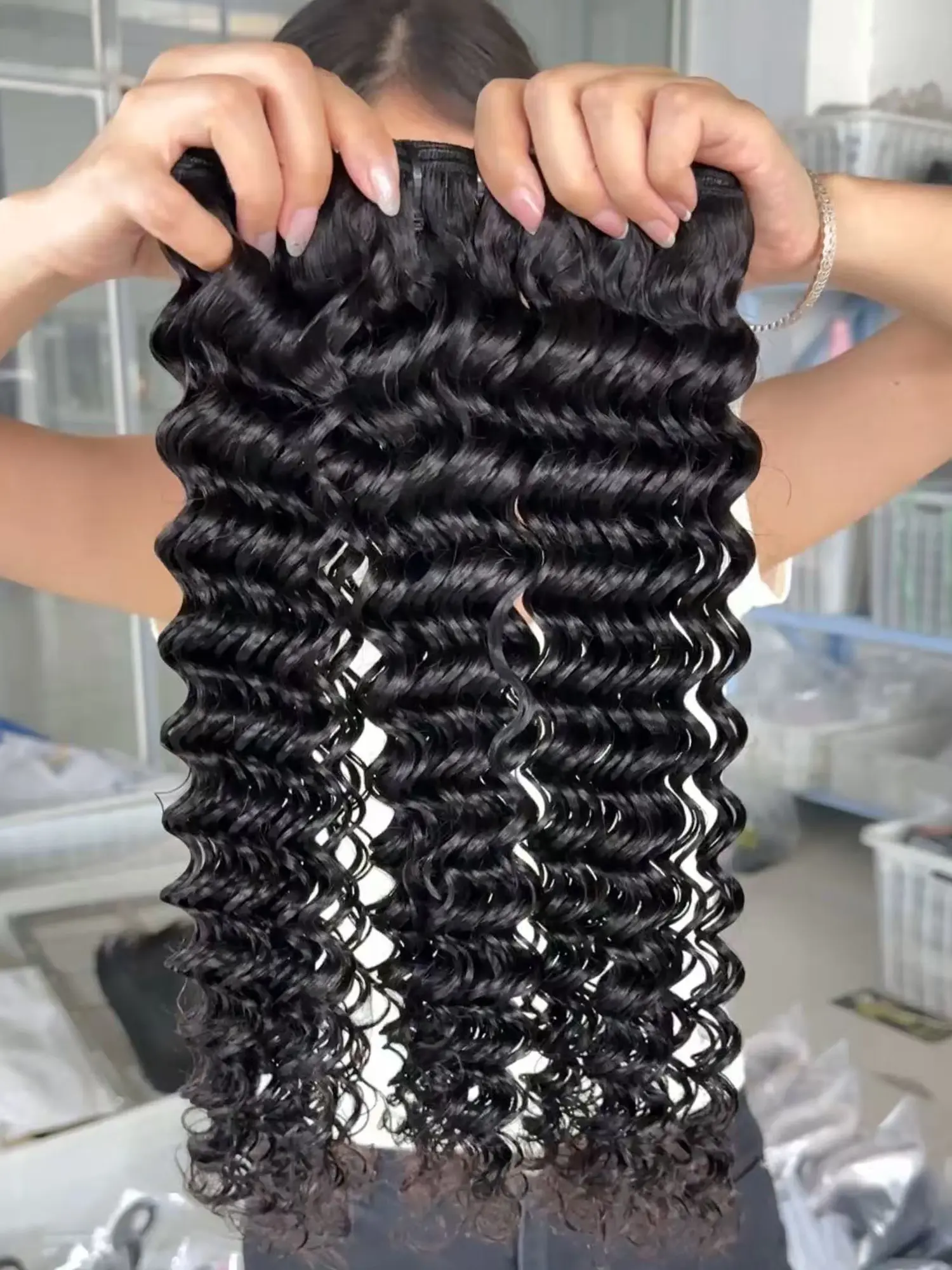 1-3/set Unprocessed Indian Human Hair bundles deep wave natural color bundles for black woman