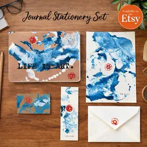 Journal Stationery Set with Blue Abstract Design for Creative Writing and Note-taking