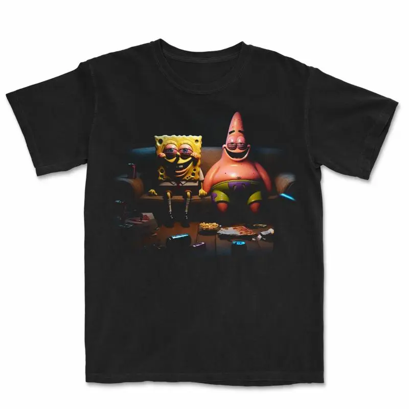 Spongebob Grillz Patrick T-shirt, Crewneck Vintage unisex meme graphic tees , For Men, For Women, Gift For Him Gift For Her, Tops Day Menswear