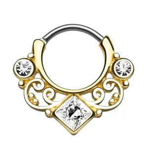 Classic Diamond Septum Piercing with Delicate Bead Detailing Surgical Steel Hypoallergenic 16 Gauge for Comfortable Daily Wear Boho Chic Style