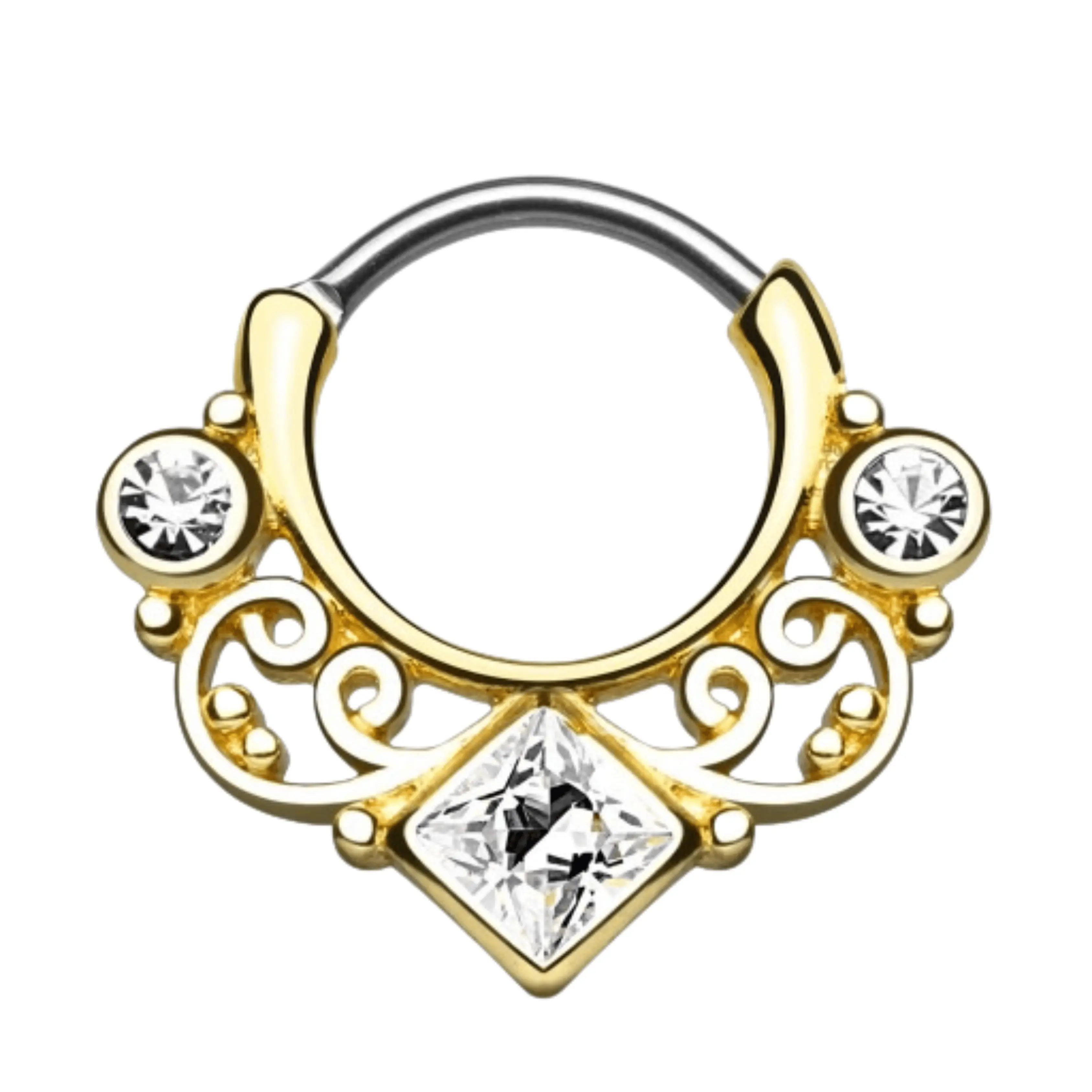 Classic Diamond Septum Piercing with Delicate Bead Detailing Surgical Steel Hypoallergenic 16 Gauge for Comfortable Daily Wear Boho Chic Style
