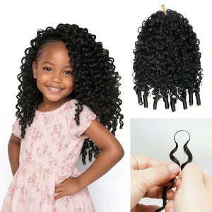 LWIGS Kid Friendly Tight Curly Feather Crochet Hair Extension 100% Human Hair For Miracle Knots Boho Braids Pre-Separated 60 Strands/ Bundle