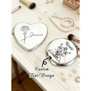 Engraving Custom Personalized Name Text Makeup Mirror, Marriage Proposal Gift, Bridesmaid Gift, Party Mirror Gift, Stainless Steel Mirror, Valentine'S Day, Anniversary Gift for Women Girls