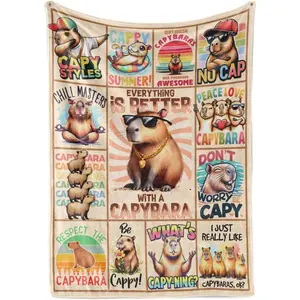 Capybara Blanket, Capybara Gifts for Girls, Women, Men, Funny Capybara Gifts for Capybara Lovers, Capybara Stuff for Birthday blankets