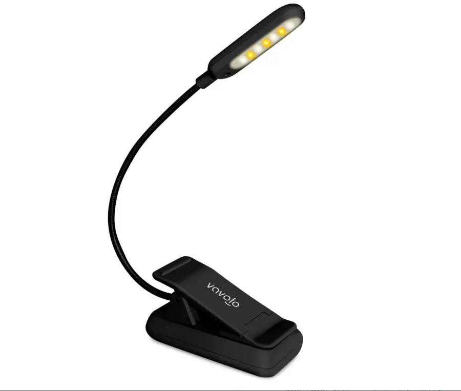 VAVOFO Rechargeable Book Light for Reading in Bed Kids, 7 LED Reading Light with 9-Level Warm Cool White Daylight, Eye Care Lamp with Power Indicator for Bookworms