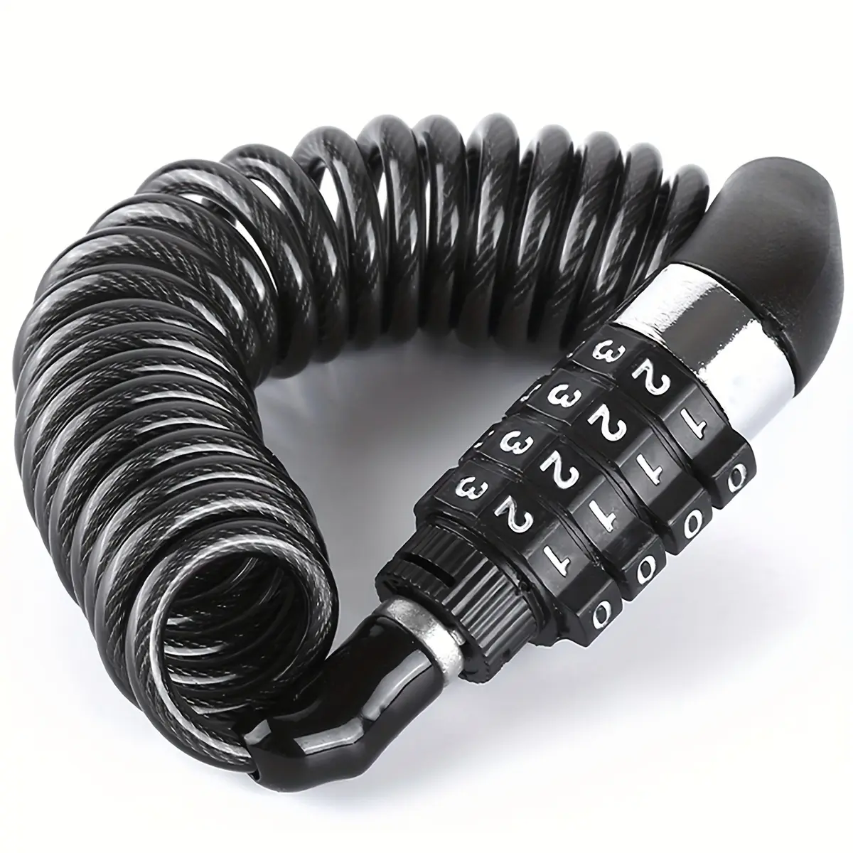 Outdoor mountain bike, motorcycle and bicycle anti-theft four-digit password steel wire chain lock rope lock luggage helmet anti-loss lock black 1 piece