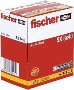 Fischer Expansion Plug SX 8 x 40 with Rim (100 pcs)