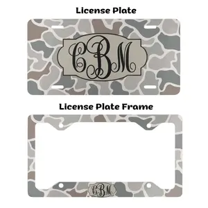 Custom Monogram Duck Camo License Plate & Frame | Personalized Old School Camouflage Vanity Plate | Hunting Style Car Truck Decor | Gift for Him Her | Duck Hunter Auto Accessories