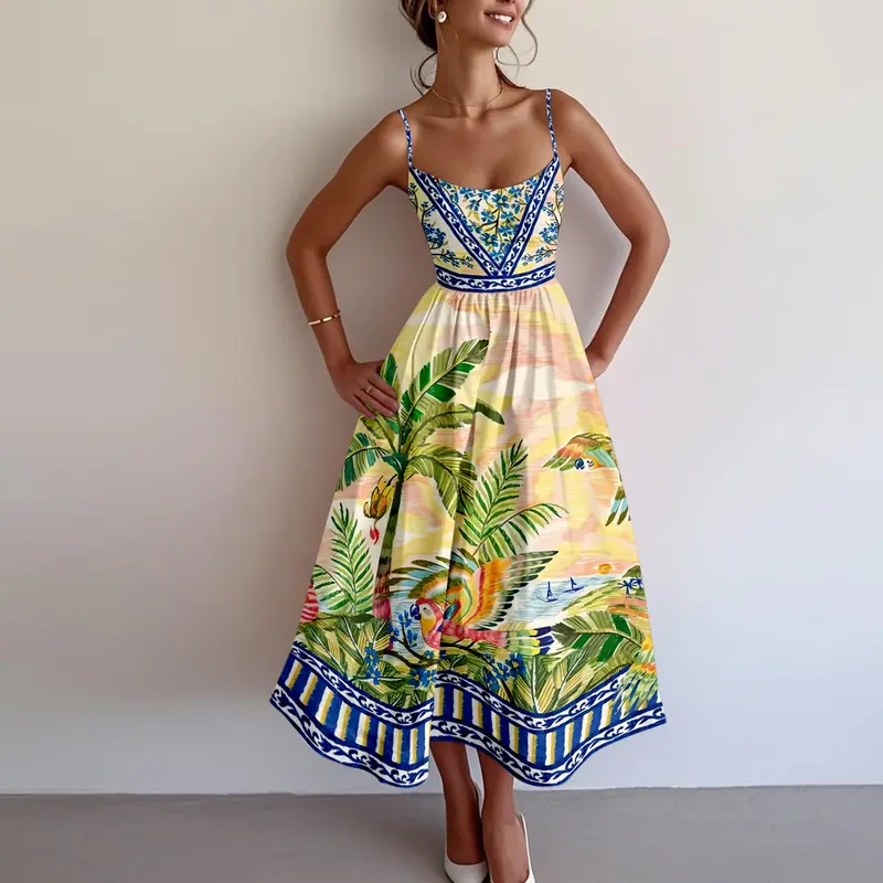 chinese dress ladies Farm Rio Tropical Tapestry Off-White Halter Neck Maxi Dress  Monelle  Vermont