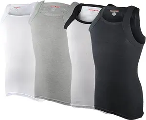 Men’s Ribbed Tank Top 4-Pack | Square Cut Gym Sleeveless (Cotton Stretch)