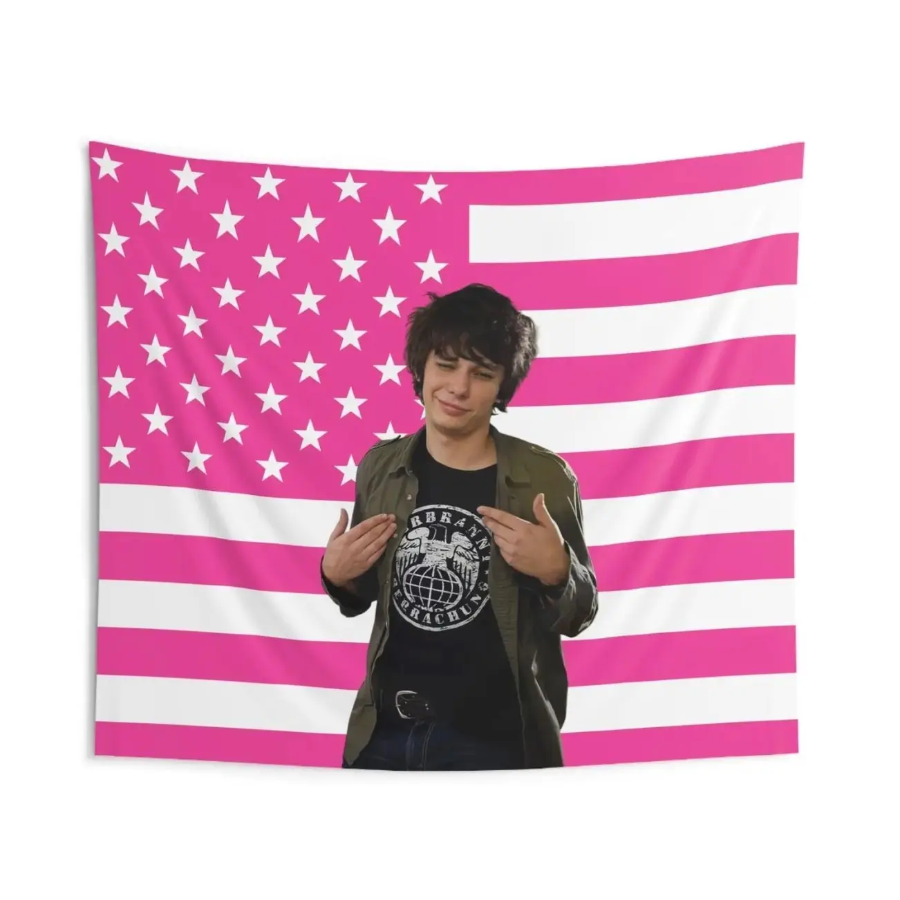 Rodrick Rules Tapestries, Devon Bostick Pink Flag, Rodrick Heffley Indoor Wall Tapestries