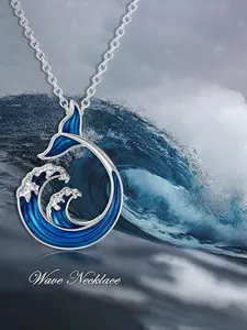 Summer Colorful S925 Sterling Silver Whale Tail Pendant Necklace, Women's Beach Vacation Jewelry Gift Box Included