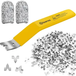 Point Driver Tool with 200 glazing points and 2 finger cots for framing glass, pictures, cross stitch — rust-resistant iron/zinc push points, easy-grip handle